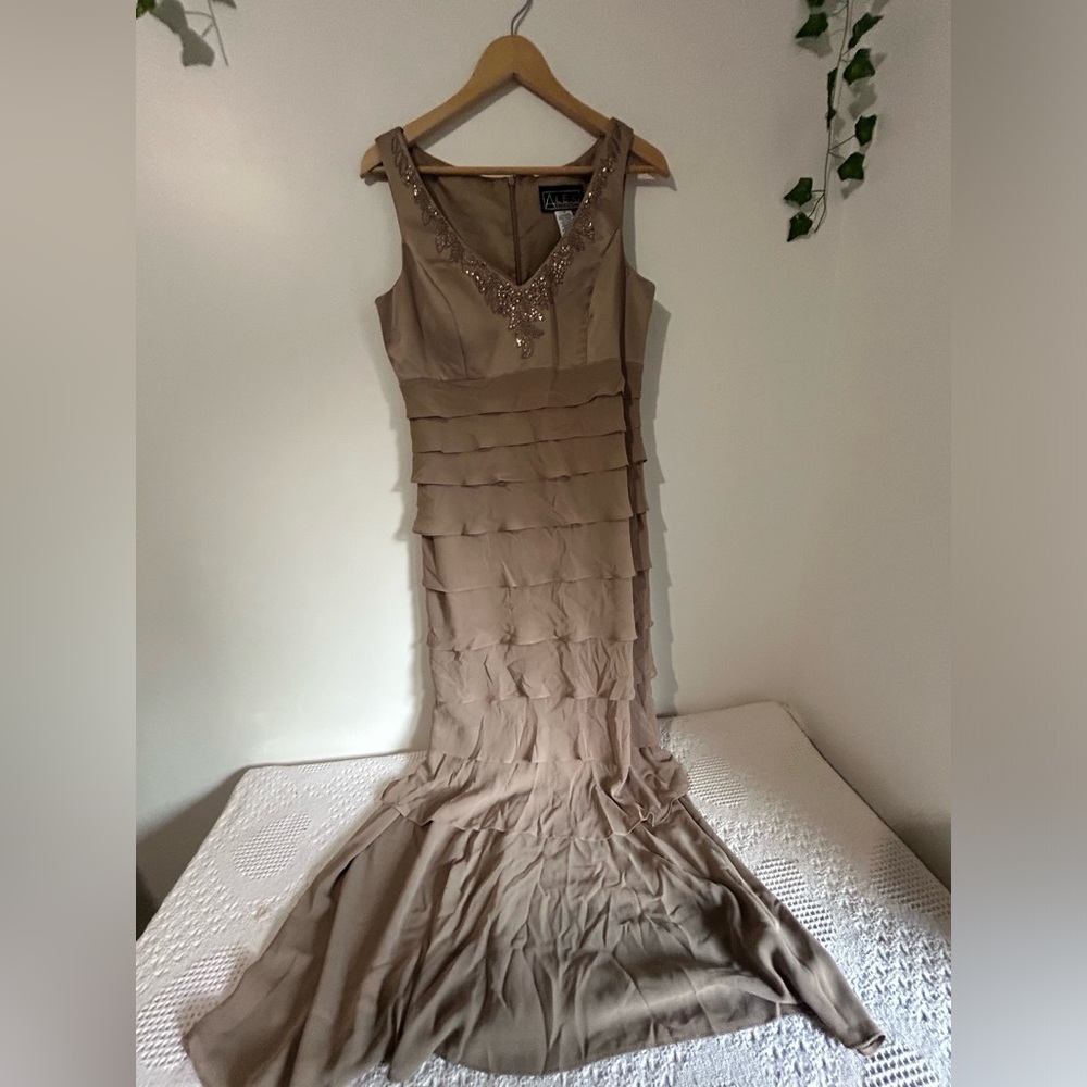 Alex Evenings Taupe Layered Maxi Dress with Jacket - Picture 3 of 7